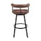 Armen Living Nolagam Swivel Counter Stool in Black Metal with Brown Faux Leather 840254335578 - alternate 8